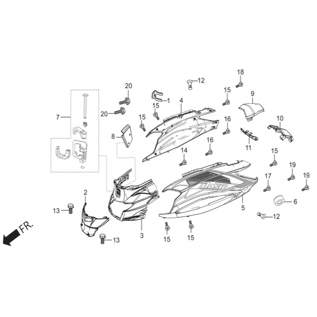 HERO DASH 110-Fİ DIS GRENAJ ARKA GOVDE SOL KIRMIZI #HR110-DSI F0805 KR